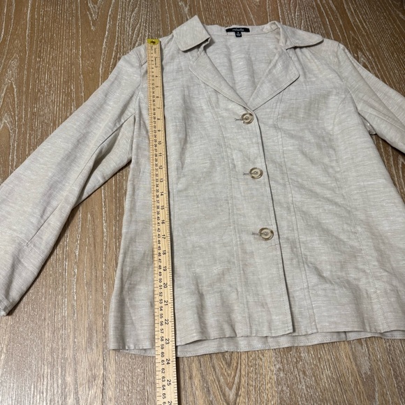 Rafaella Linen Blend Blazer Jacket Button Down Shirt Womens Size 8 Beige Coastal - Picture 6 of 10